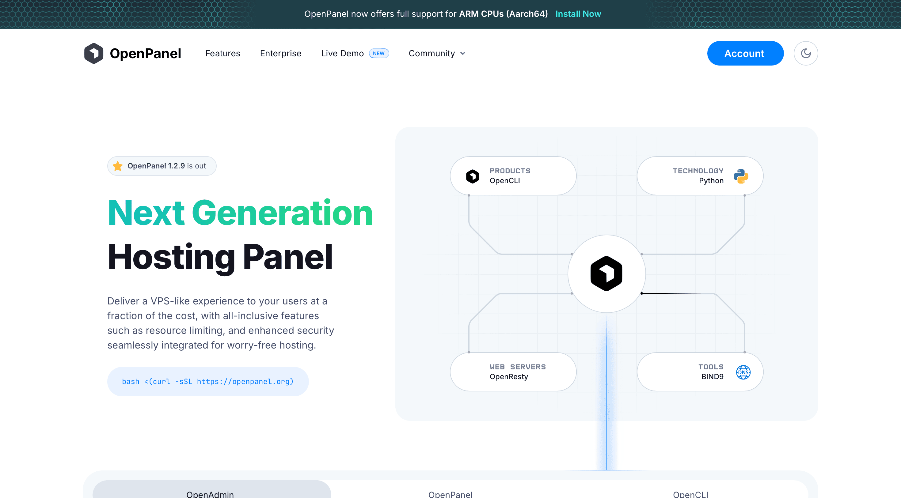 OpenPanel.co screenshot