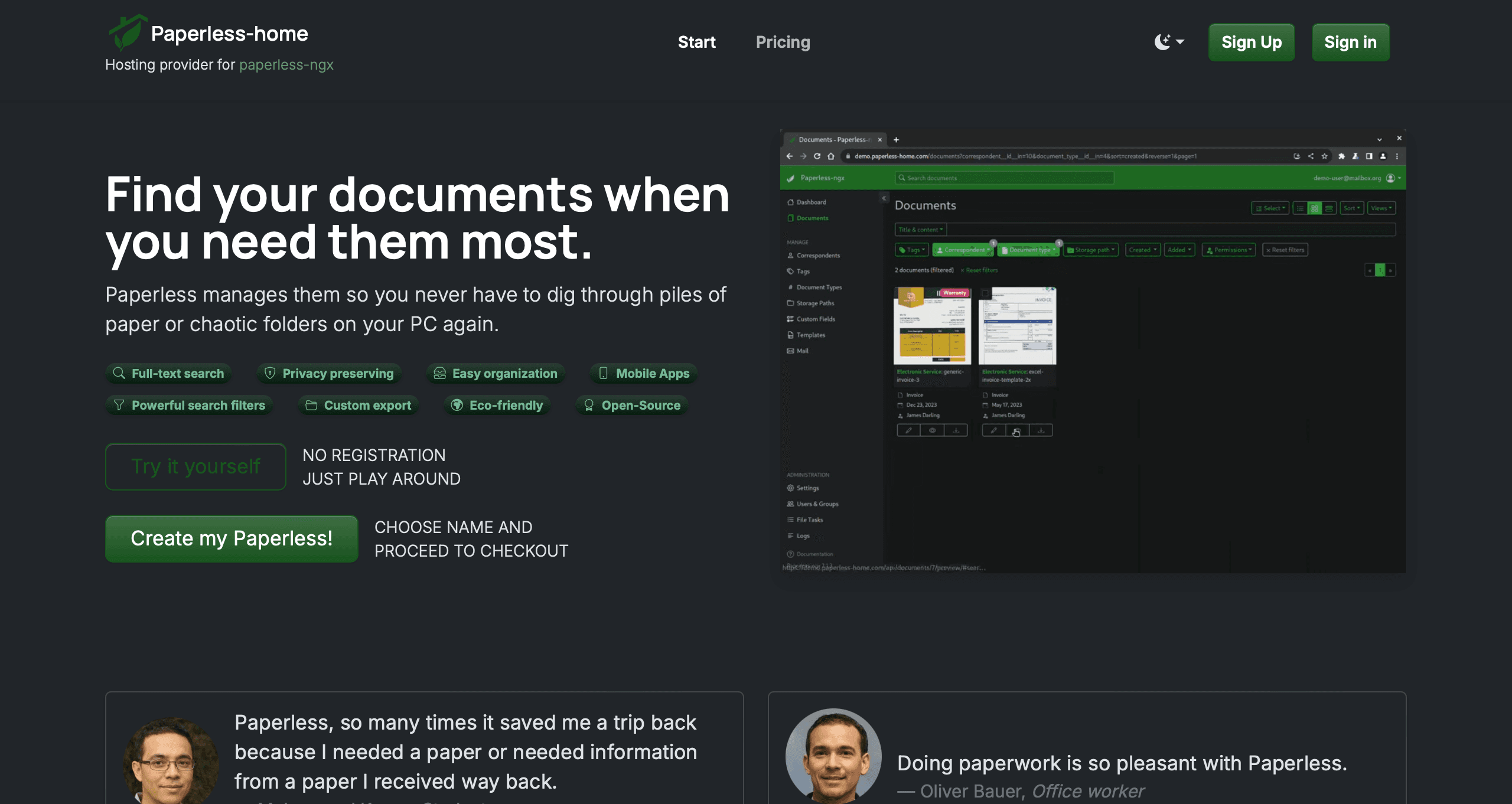 Paperless screenshot