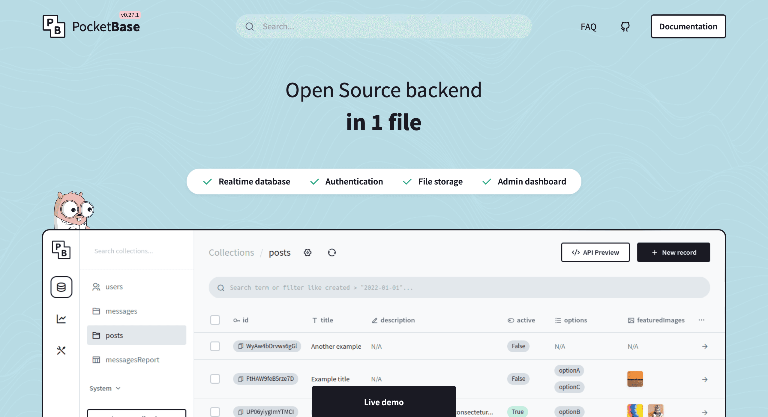 PocketBase screenshot