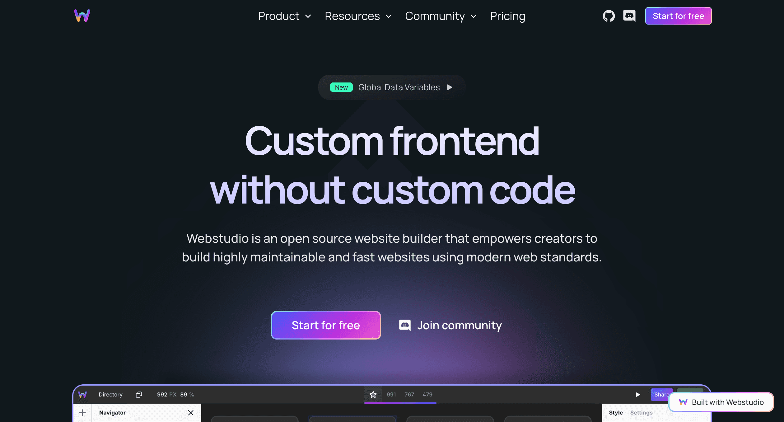 WebStudio screenshot
